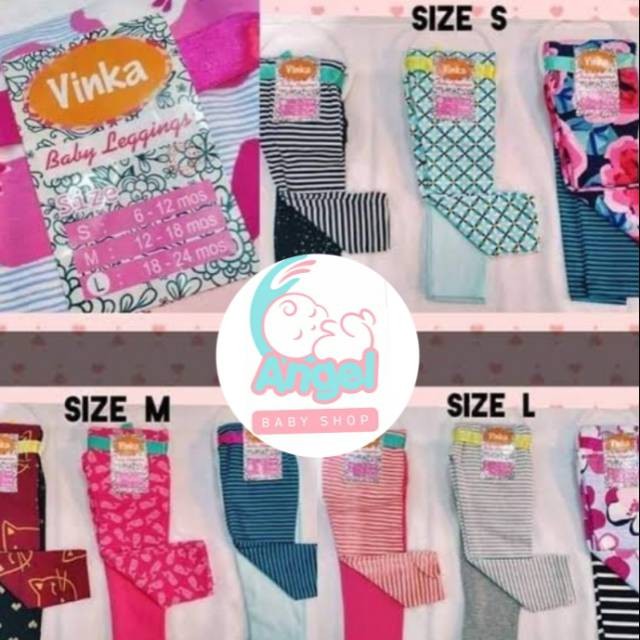 Vinka legging  polos dan motif isi 2pcs Motif Mix