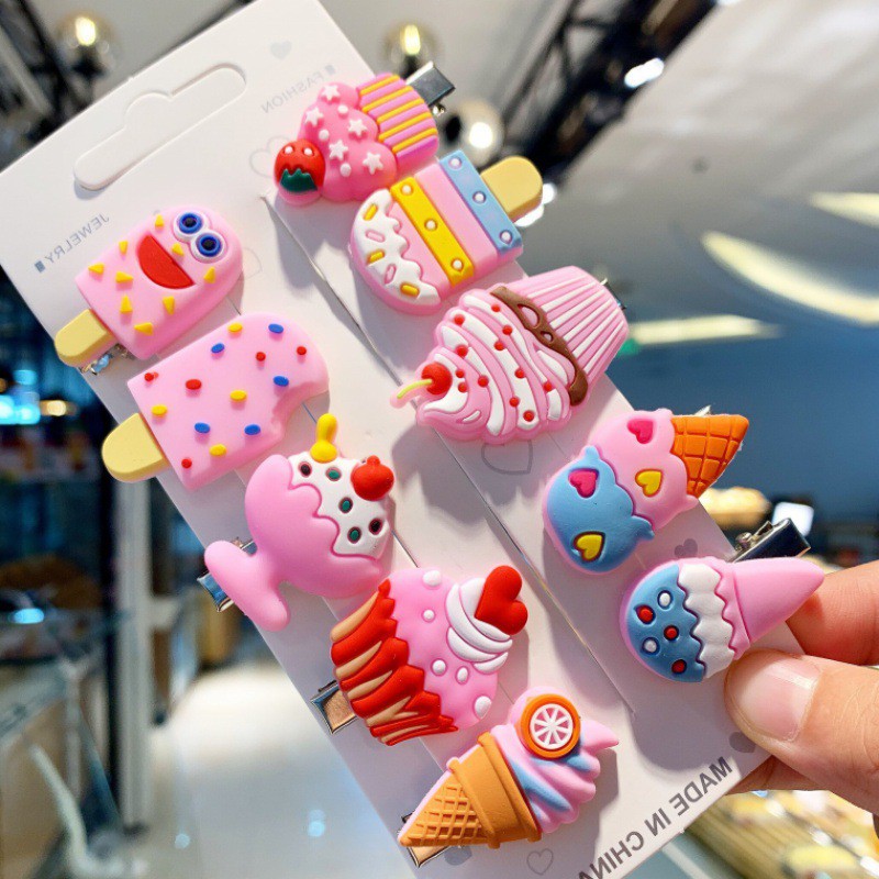 INFY - Jepit Rambut Anak Perempuan Lucu 10 in 1 Jepitan Rambut Fashion Karakter Jepitan Hair Pin Gaya Korea Kids Unicorn Ice Cream Import Murah R304