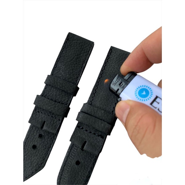 Strap Tali jam tangan Kulit Asli Full hitam 24mm