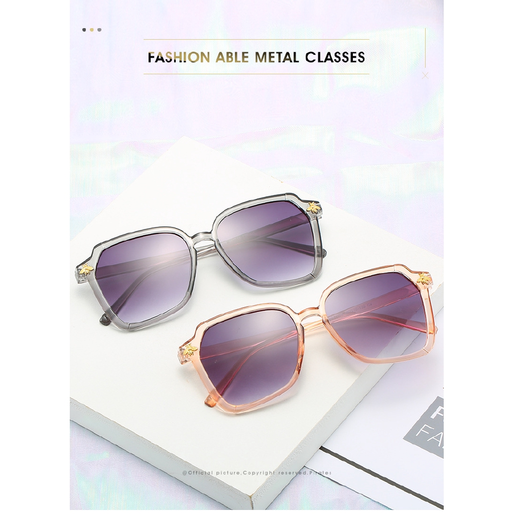 2022 Kacamata Hitam Wanita Model Retro Oversize Frame Kotak