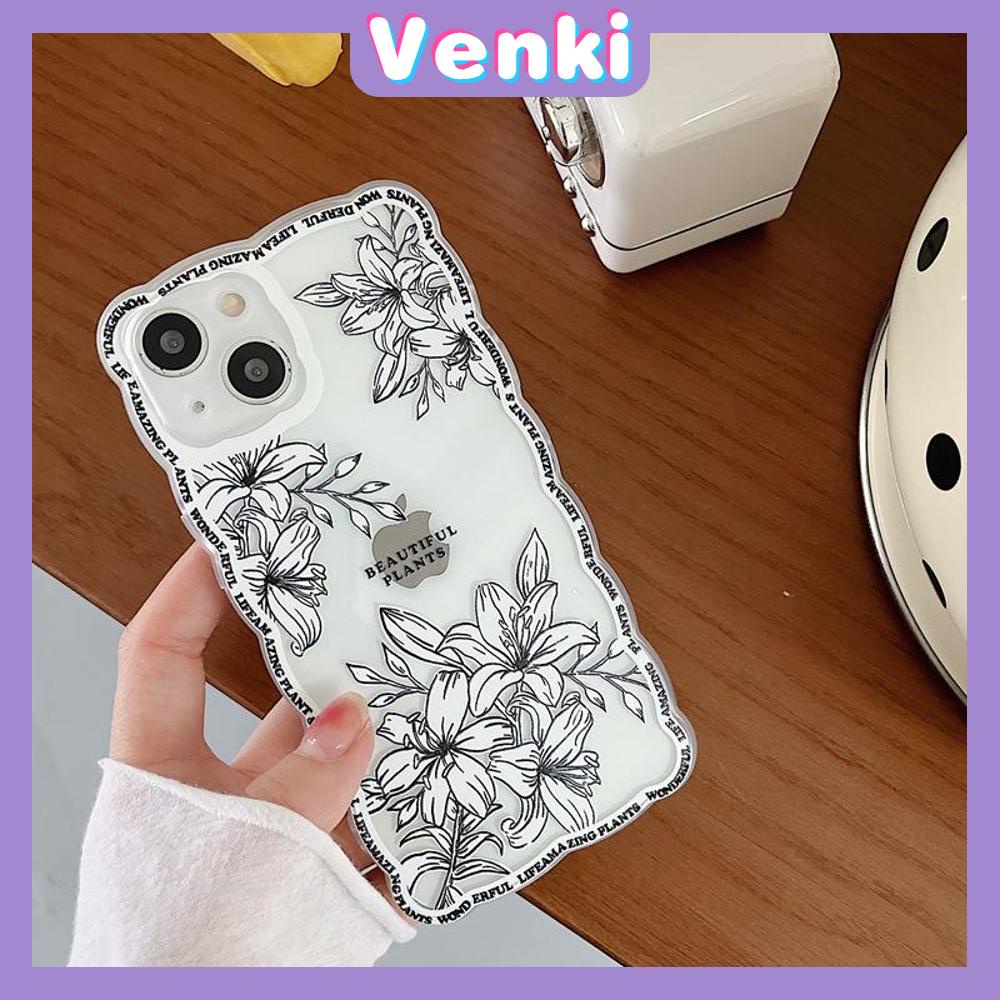 iPhone Case Silicone Soft Case TPU Clear Case Wave Anti-Slip Shockproof Protection Camera Black White Line Flower For iPhone 13 Pro Max iPhone 12 Pro Max iPhone 11 iPhone 7 Plus