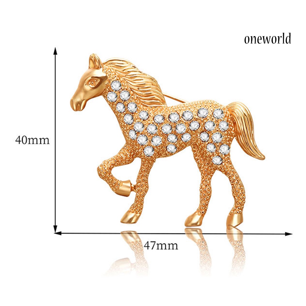 OW@ Men Women Rhinestone Inlaid Horse Brooch Pin Corsage Suit Cardigan Shawl Decor
