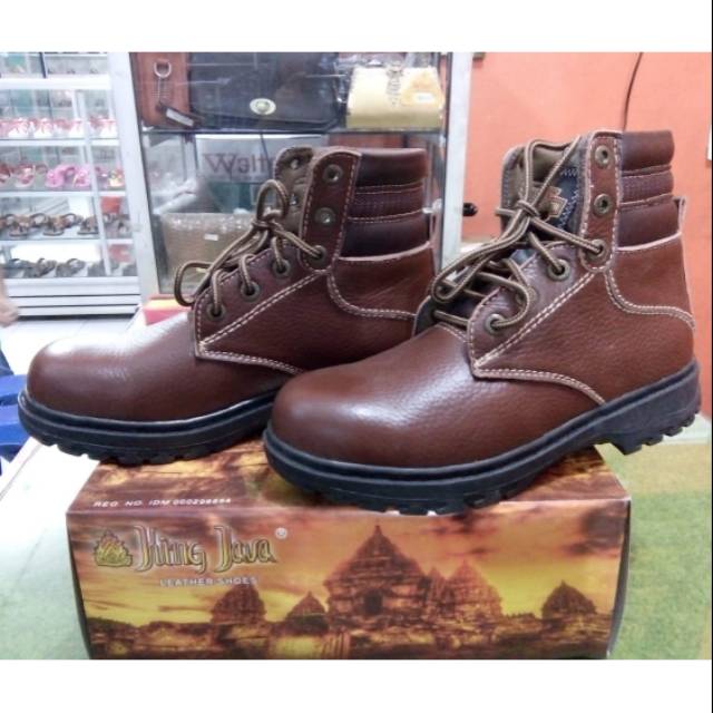 Sepatu Boots Pria Kulit Asli - King Java Coklat