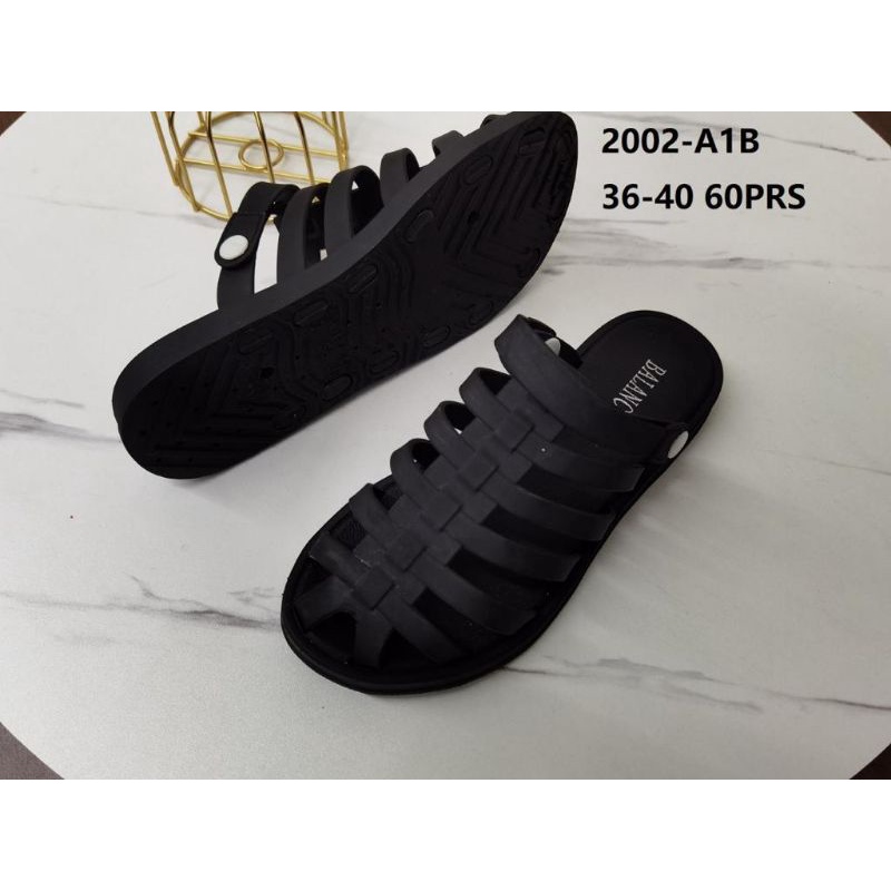 Sendal Gladiator Wanita Import | Karet Jelly Khusus Hitam Import | Real Picture | Lucu