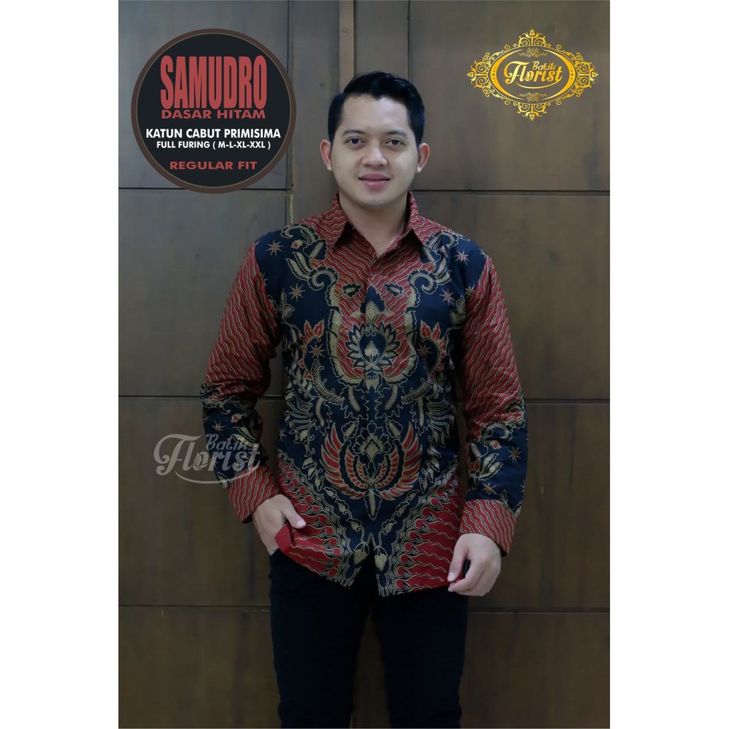 SAMUDRO Kemeja Batik Pria Full Furing Bahan Katun Cabut Primisima