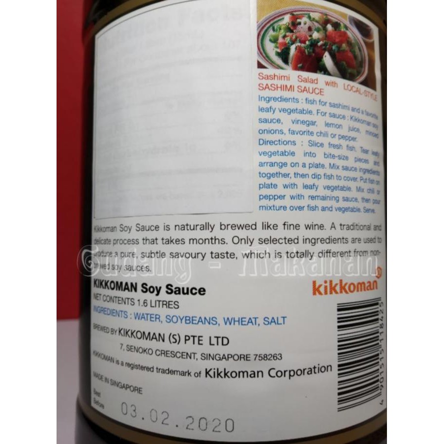 

READYY Kikkoman Soy Sauce 1.6 Liter COD