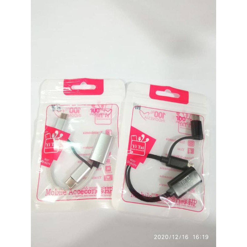 KABEL OTG 2 IN 1 YI TAI YT21 MICRO USB TYPE C FAST TRANSFER DATA 3.0