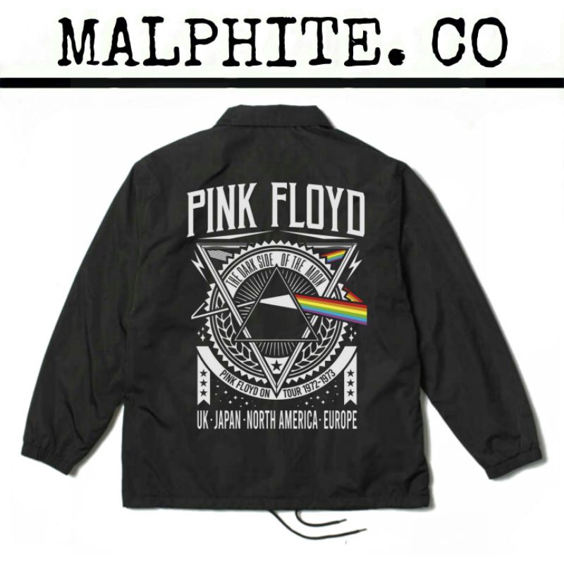 Coach Jacket Pink Floyd Windbreaker Motif Logo Band Musik Lokal Merch Metal Punk Rock And Roll Hitam