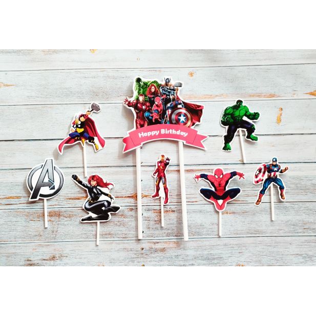 satu set cake topper hiasan kue ulang tahun karakter the avengers THE AVENGERS