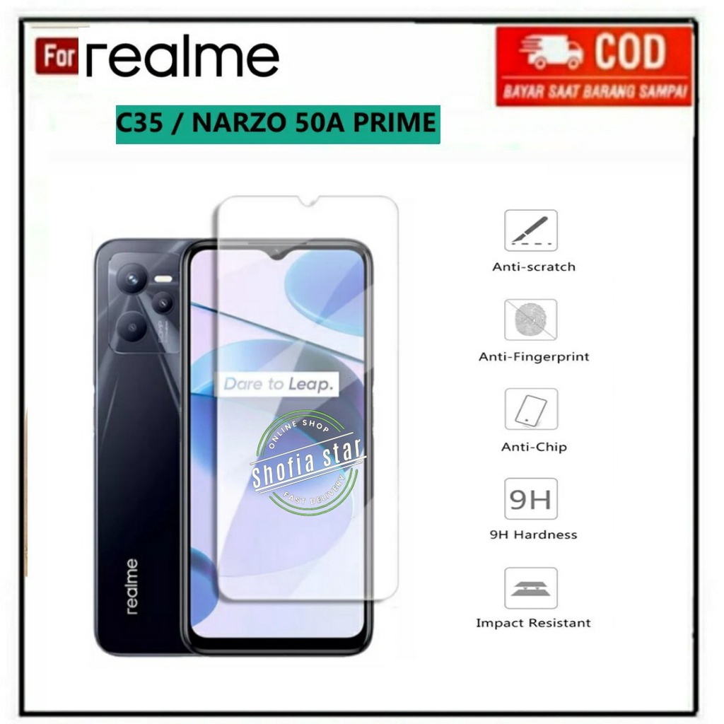 TEMPERED GLASS BENING REALME C35 C31 NARZO 50A PRIME TG LAYAR ANTIGORES KACA FULL COVER