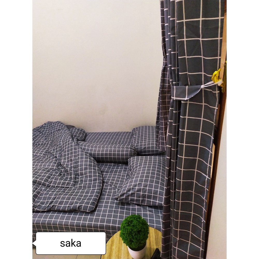 BEDCOVER SAJA TANPA SPREI MOTIF AESTHETIC HOMEMADE NO.1 KOREAN STYLE AESTHETIC EMILY TARTAN ANJANA GRID KATUN DISPERSE - UKURAN 120, 160 &amp; 180