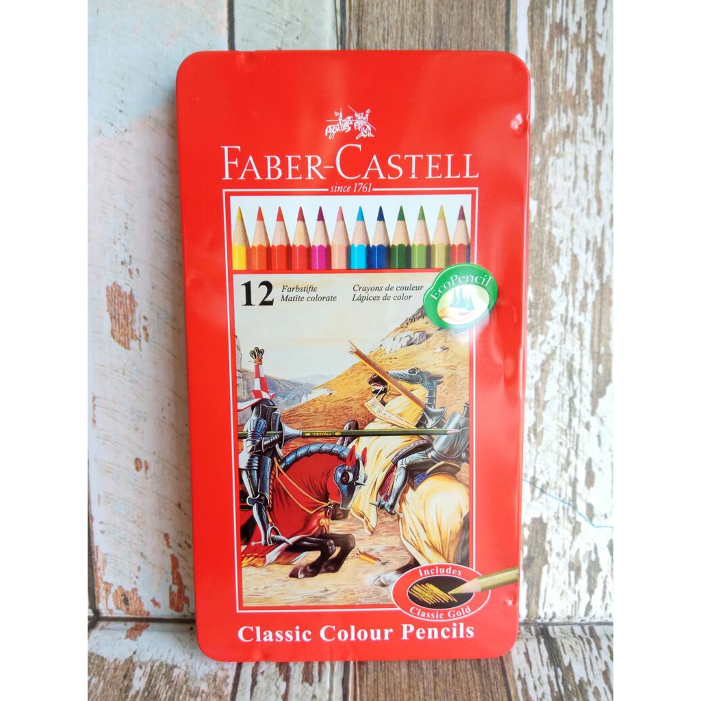 Pensil Warna Faber 12 Panjang kaleng Classic Tin case