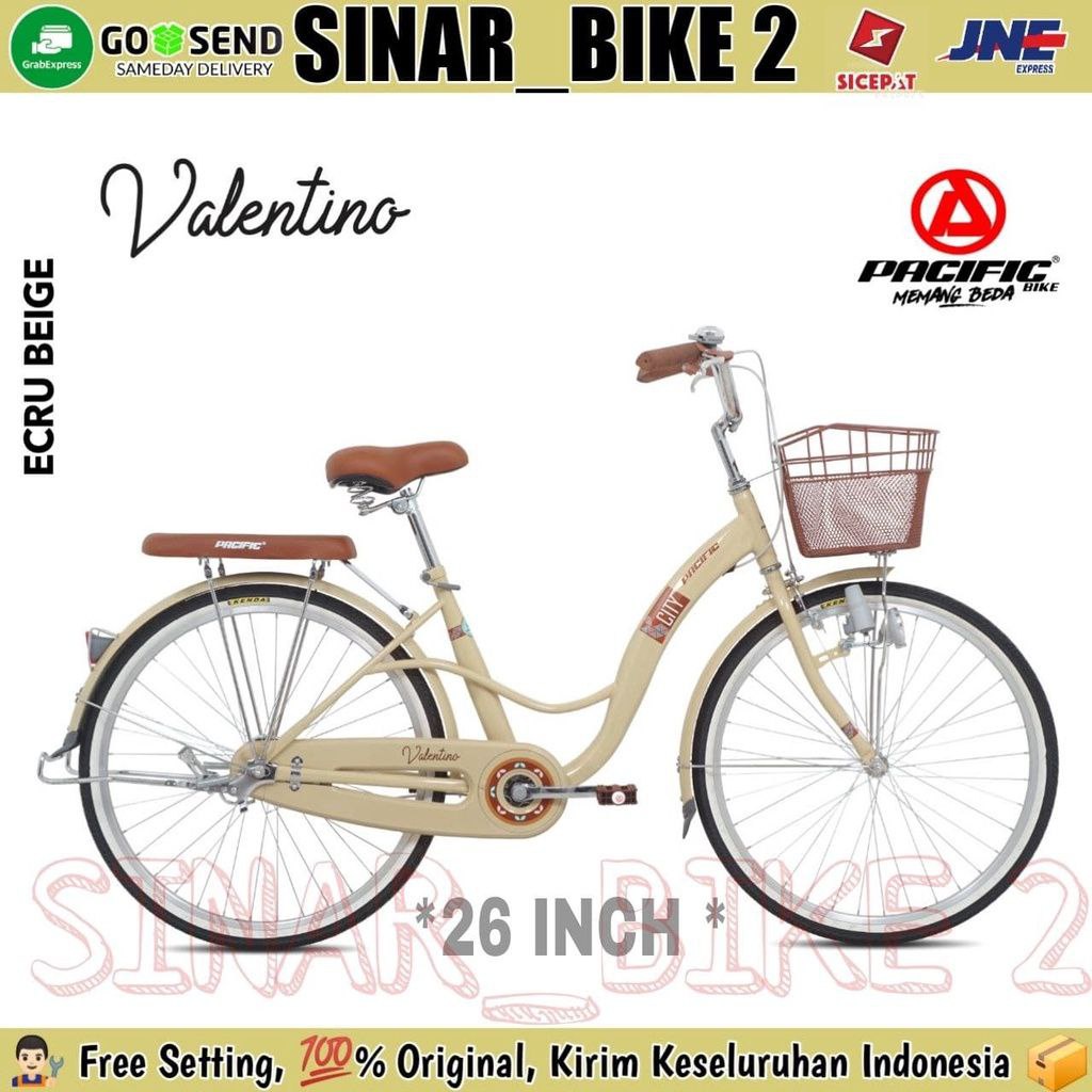 Sepeda Keranjang Dewasa PACIFIC VALENTINO Perempuan 20 ,24 &amp; 26 Inch City Bike