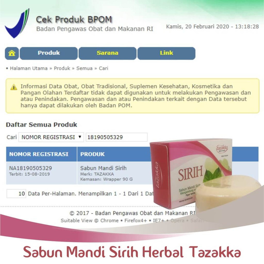 Sabun Mandi Batang Daun Sirih Herbal Tazakka 90 gr Antibacterial Miss V Soap Bar | ORGIINAL