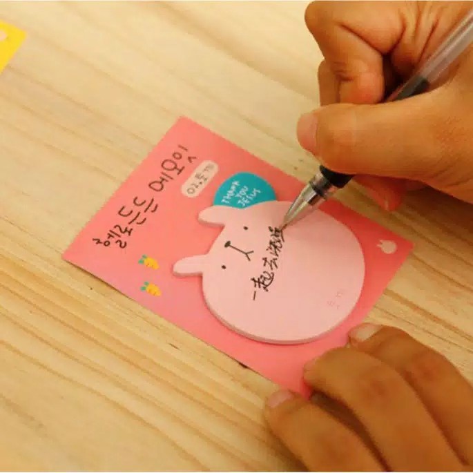 Post It Sticky Notes Memo Kecil Karakter / Stiki Note Murah Motif Muka dan Beruang Pink Unik Lucu L3,403 - KSY051-Pink