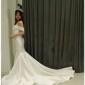 Gaun Pengantin mermaid putih gown simple modest civil beautiful