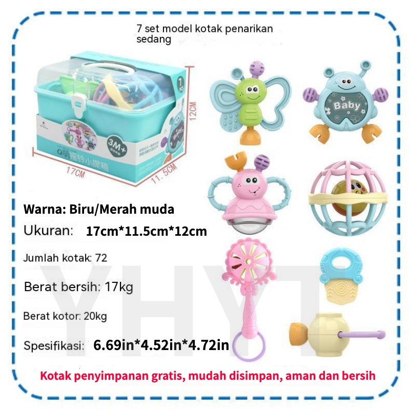 Baby Teether Rattle Teething Kit Mainan Gigitan Bayi Gigitan Bayi Teether Mainan Bayi 6 Bulan