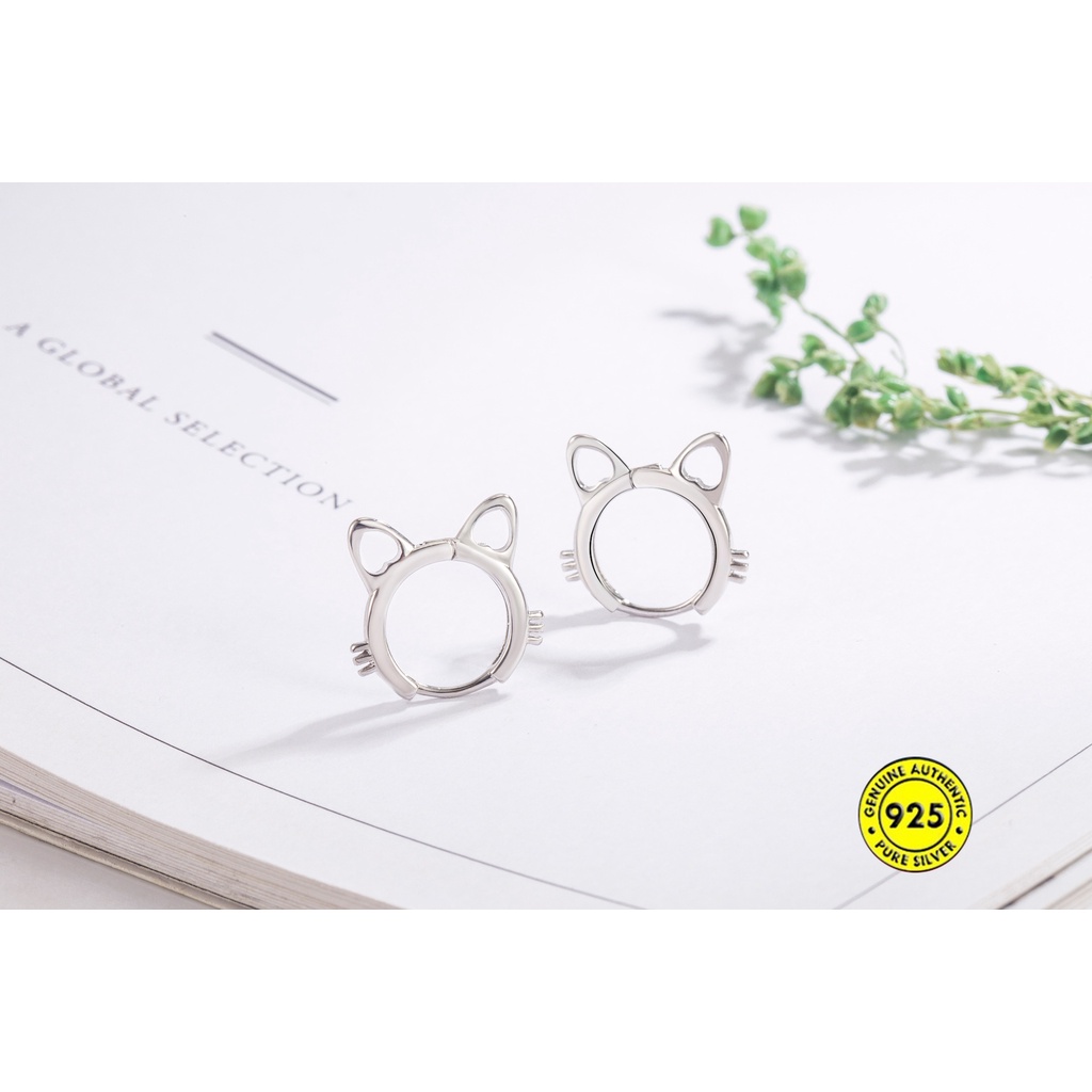 Anting Tusuk Gantung Desain Kucing Hollow Gaya Jepang Untuk Wanita