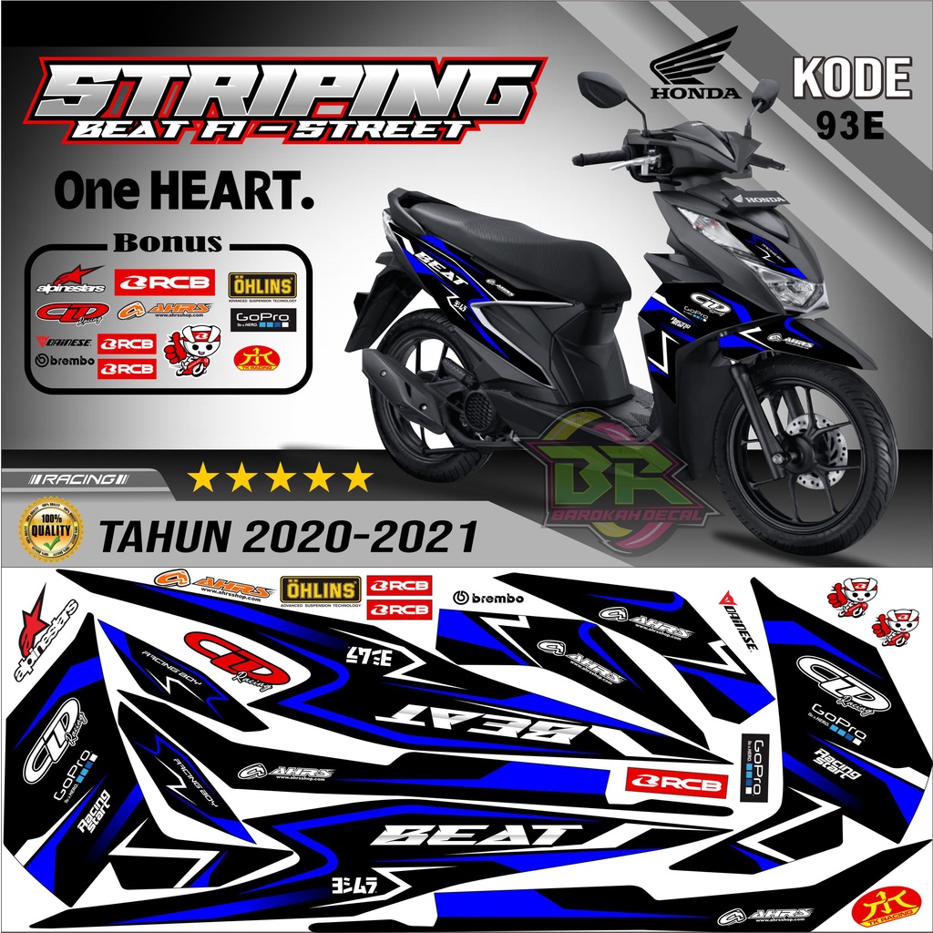 Striping Beat New 2020-2023 Stiker Lis Beat New Variasi kode 93