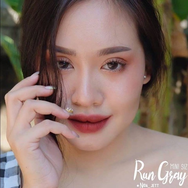 Softlens mini run gray &amp; brown kitty kawaii