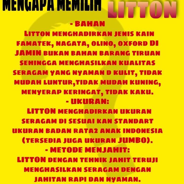 [YWWEO6242] LITTON Baju Seragam Sekolah SD- SMP- SMA - Polos / Seragam Sekolah Ukuran Jumbo Big Size