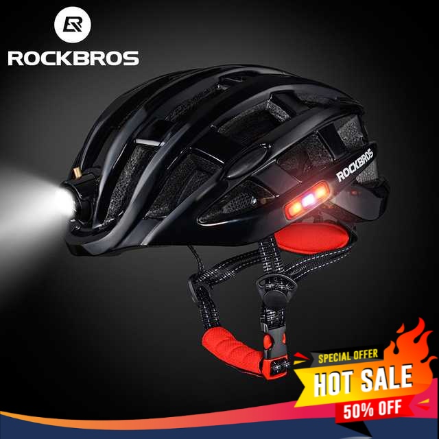 Helm Sepeda Rockbross Original Pria Wanita Dewasa Helm Sepeda Gunung Ada Lampu Depan - ZN1001