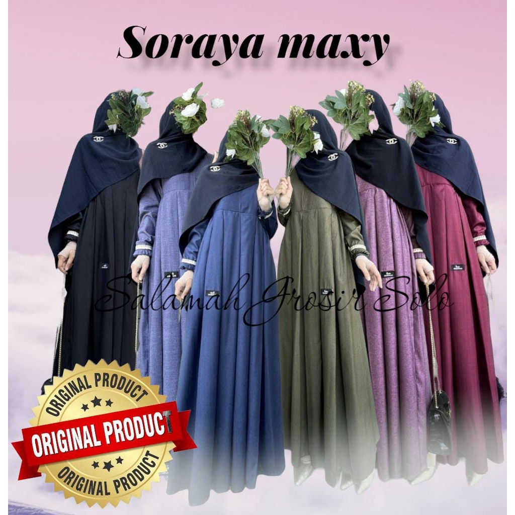 soraya casual maxy | bahan katun madina premium | ori ratu mulabees | gamis terbaru 2022 di salamah 