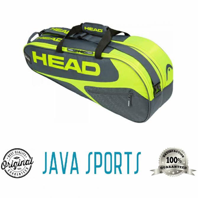 Tas Tenis Head Elite 6R Combi Tennis Bag Grey Neon Yellow 283739