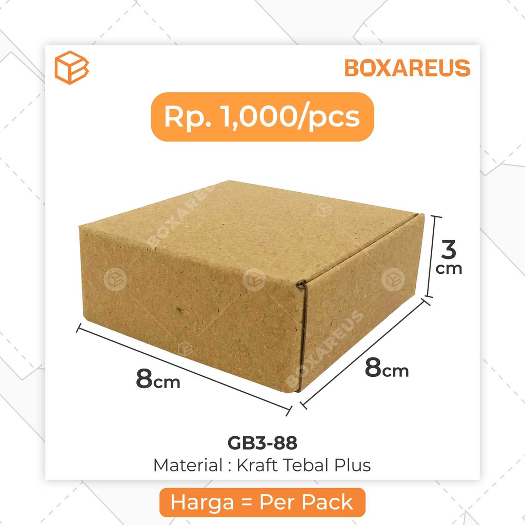 Gift Box Kotak Packing Packaging Souvenir Bahan Brown 8x8x3 cm | GB3