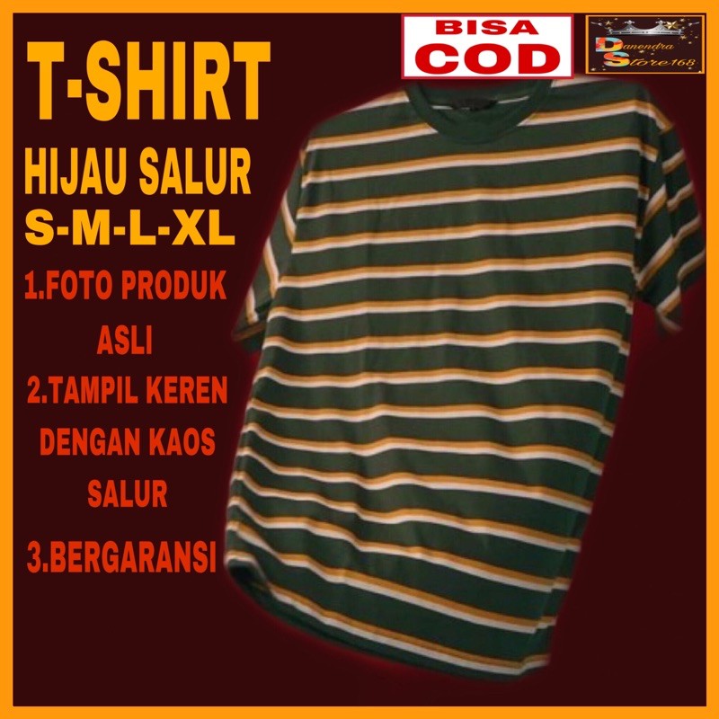 Kaos Stripe Green Classic Belang Salur Atasan Hijau Pria Cowok