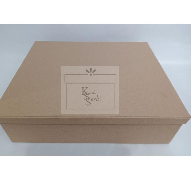 

⸨HeG ♞⸩ hardbox uk. 30 x 25 x 8 cm cover luar coklat kraft | kotak kado | hampers | giftbox ||Bantingharga