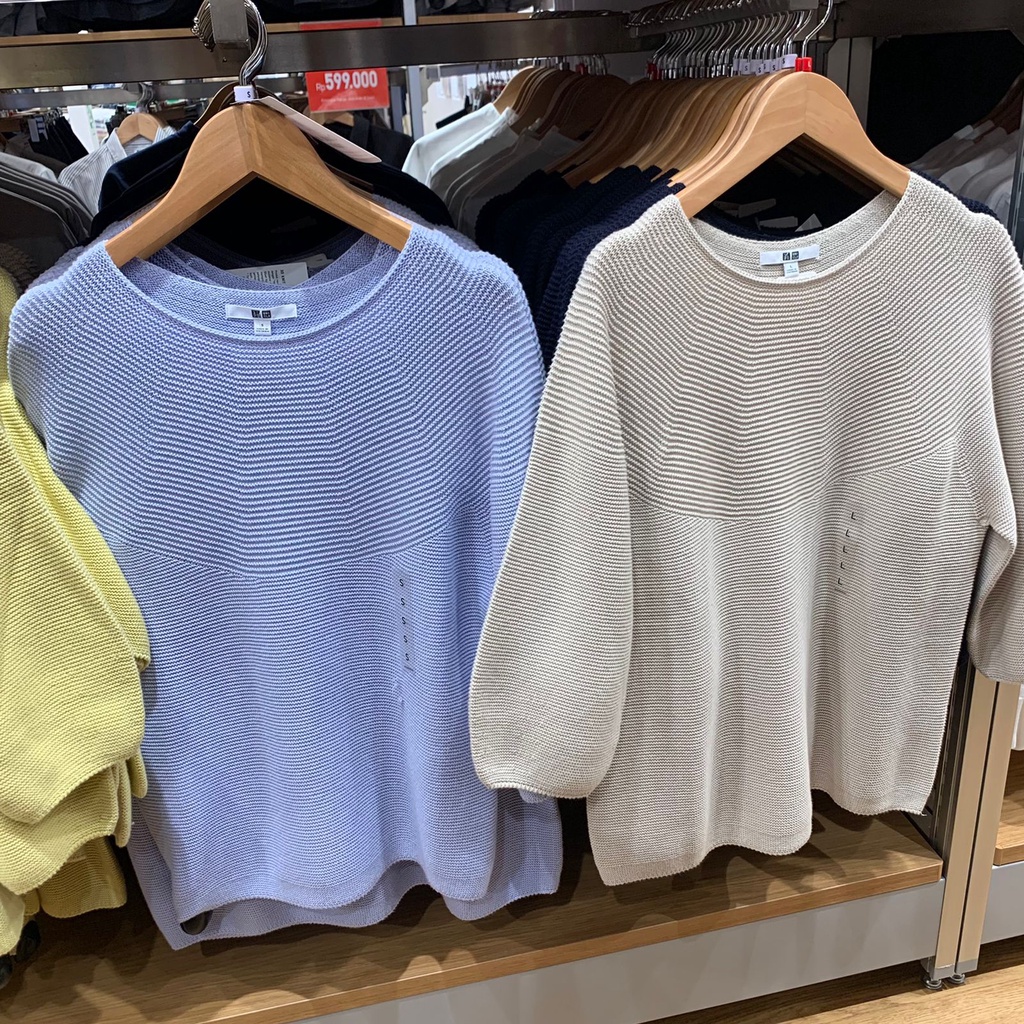 Sweater 3D Knit 3/4 Wanita Uniqlo Original