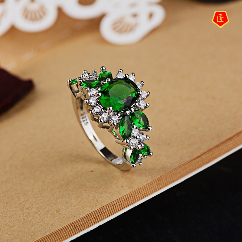 [Ready Stock]Emerald Women's Ring Creative Fashion Accessories