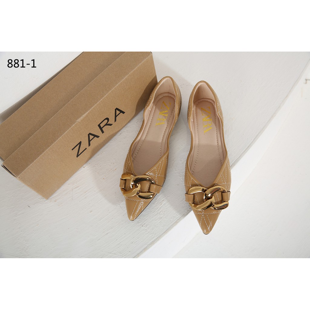 ZR Flat Leather Shoes With Chain #881-1