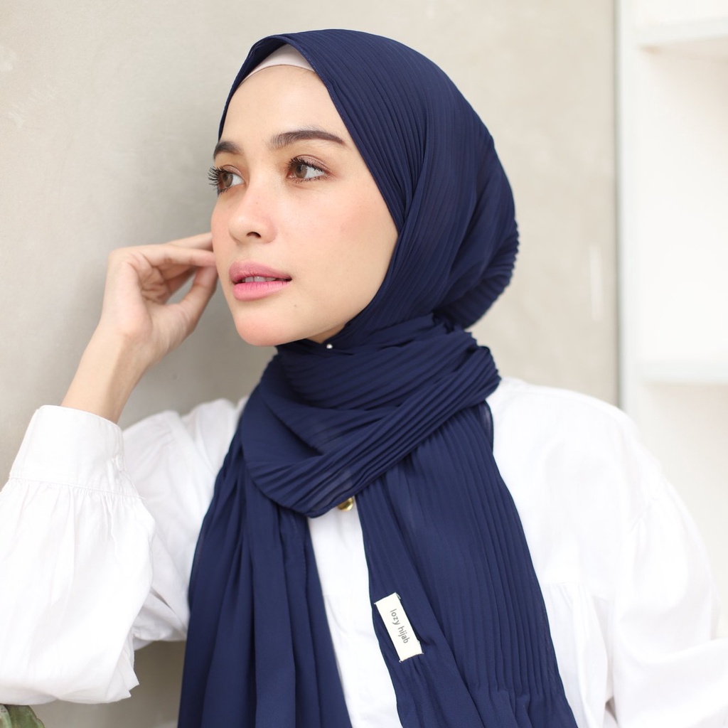 Lozy Hijab - Bawal Pleats Shawl ( Pashmina Plisket )-Navy