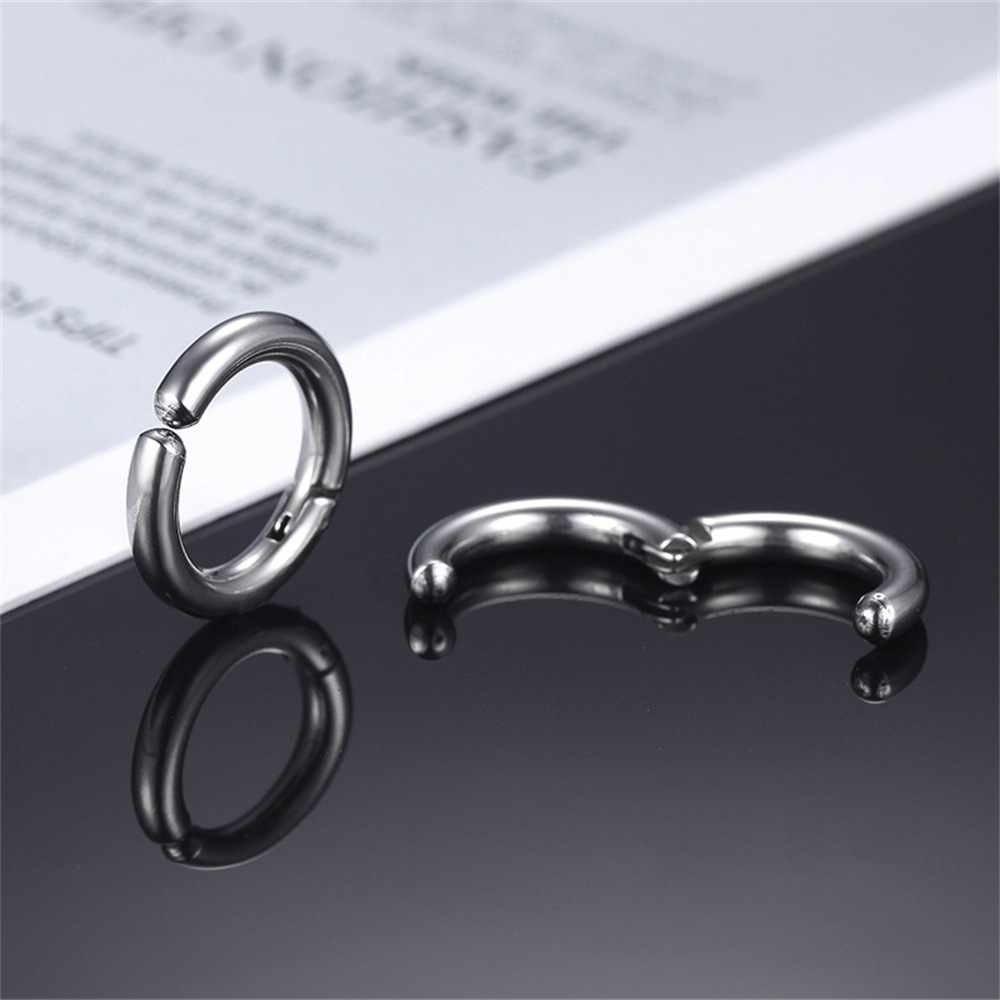 【COD Tangding】10/12/14mm Men Women Ear Piercing Black Hoop Round Ear Clip Jewelry Accessories