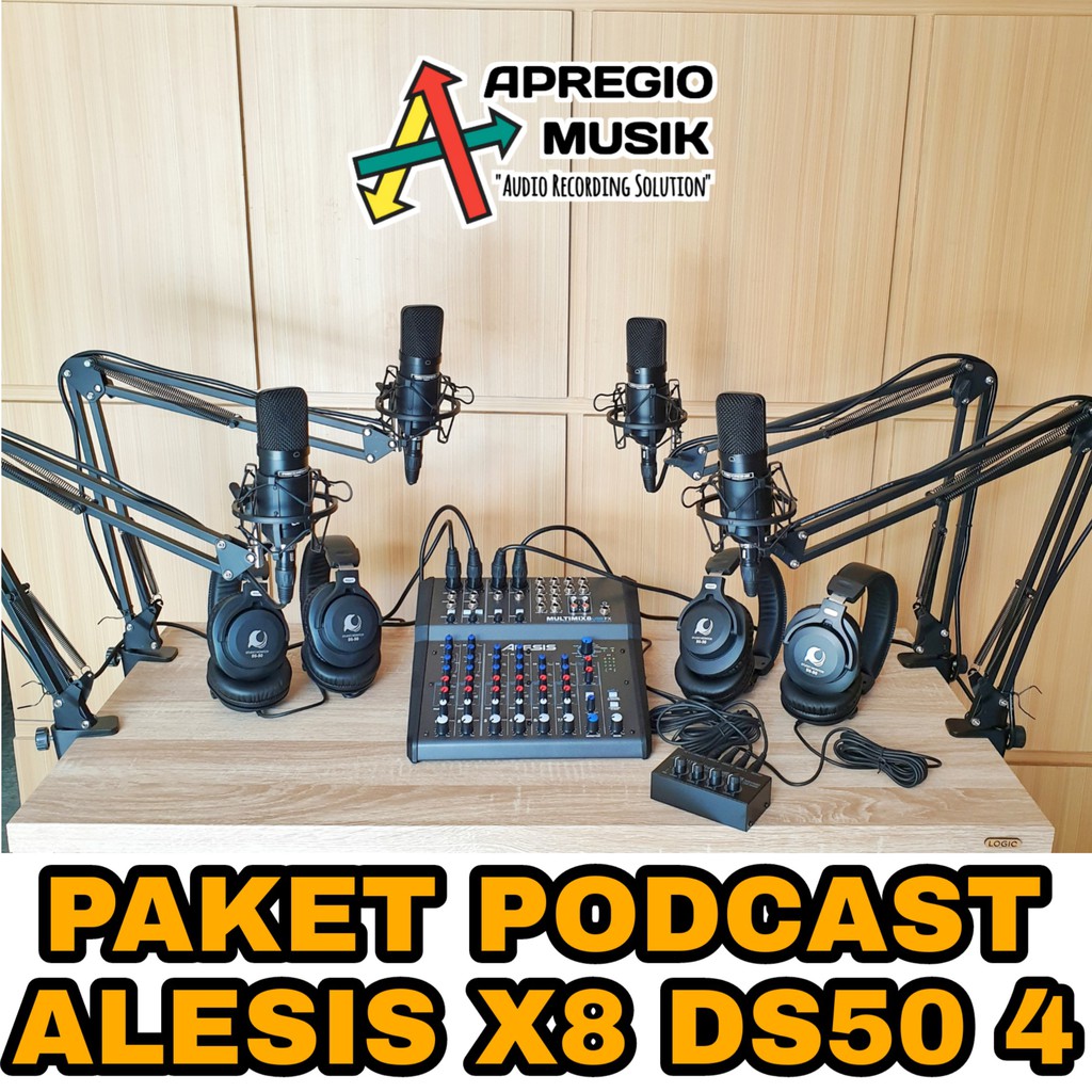 Paket Podcast 4 orang PROfesional Alesis Multimix 8 X8 DS50