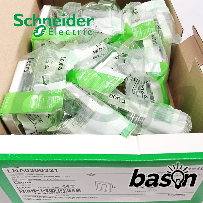 SCHNEIDER Leona 2 Gang 1 Way Switch - Saklar Double / Seri 1 Arah - LNA0300321