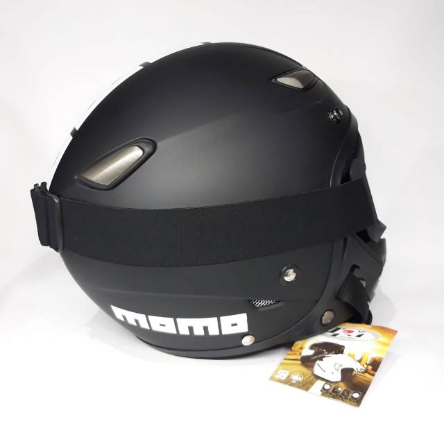 Helm Bogo Momo Jpn Black Dof Dengan Goggle mask