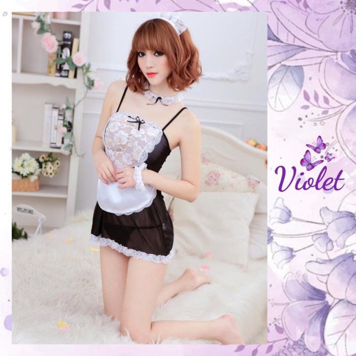 Violet Lingerie Set Seksi Cosplay Pelayan Renda Transparan Hot 1018 #98