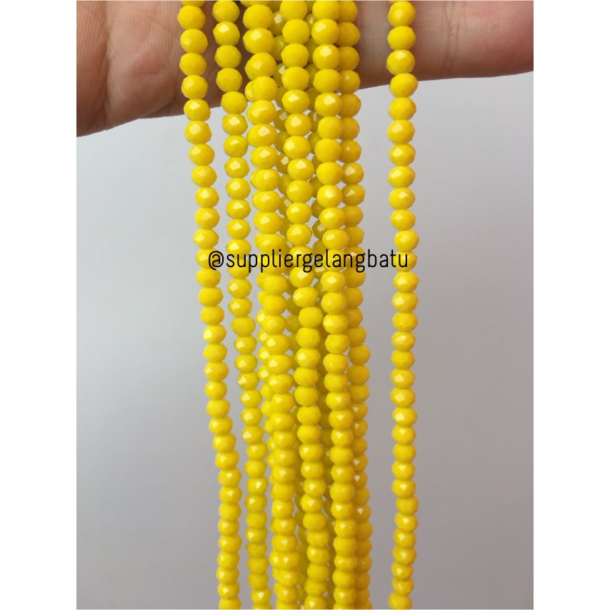 Crystal Ceko Doft 4mm kuning bahan aksesoris beads manik donat rondel kristal perhiasan wanita cewek