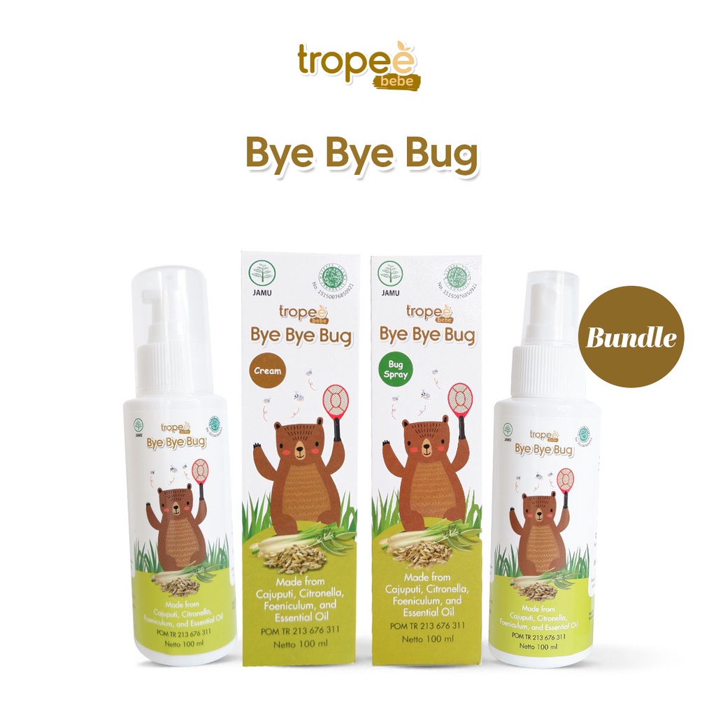 Homimart//&quot;Tropee Bebe - Bye Bye Bug Spray &amp; Cream 100ml &quot;Krim Anti Nyamuk