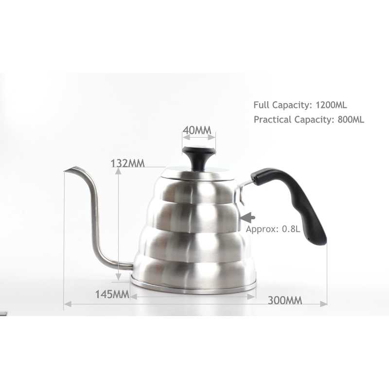 Coffee Maker Pot V60 Drip Teko 1200ML + Thermometer One Two Cups