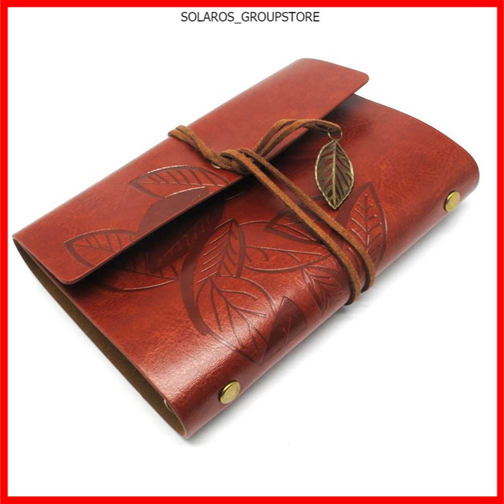

PHANTACI Buku Catatan Binder Kulit Retro Leaf Kertas A6 - BSD666