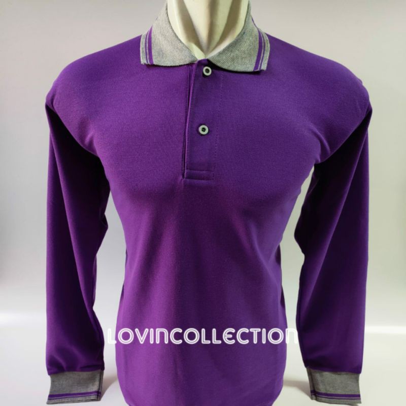 Kaos Kerah Panjang / Kaos Kerah Pria / Kaos Berkerah / Kaos Kerah Wanita / Wangky / Ungu