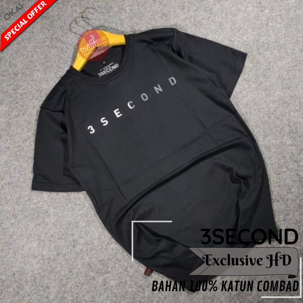 OUTFITPRO | Kaos Distro Pria Hitam GT Three Second Terbaru | Kaos Distro Cotton 30's 100% Premium