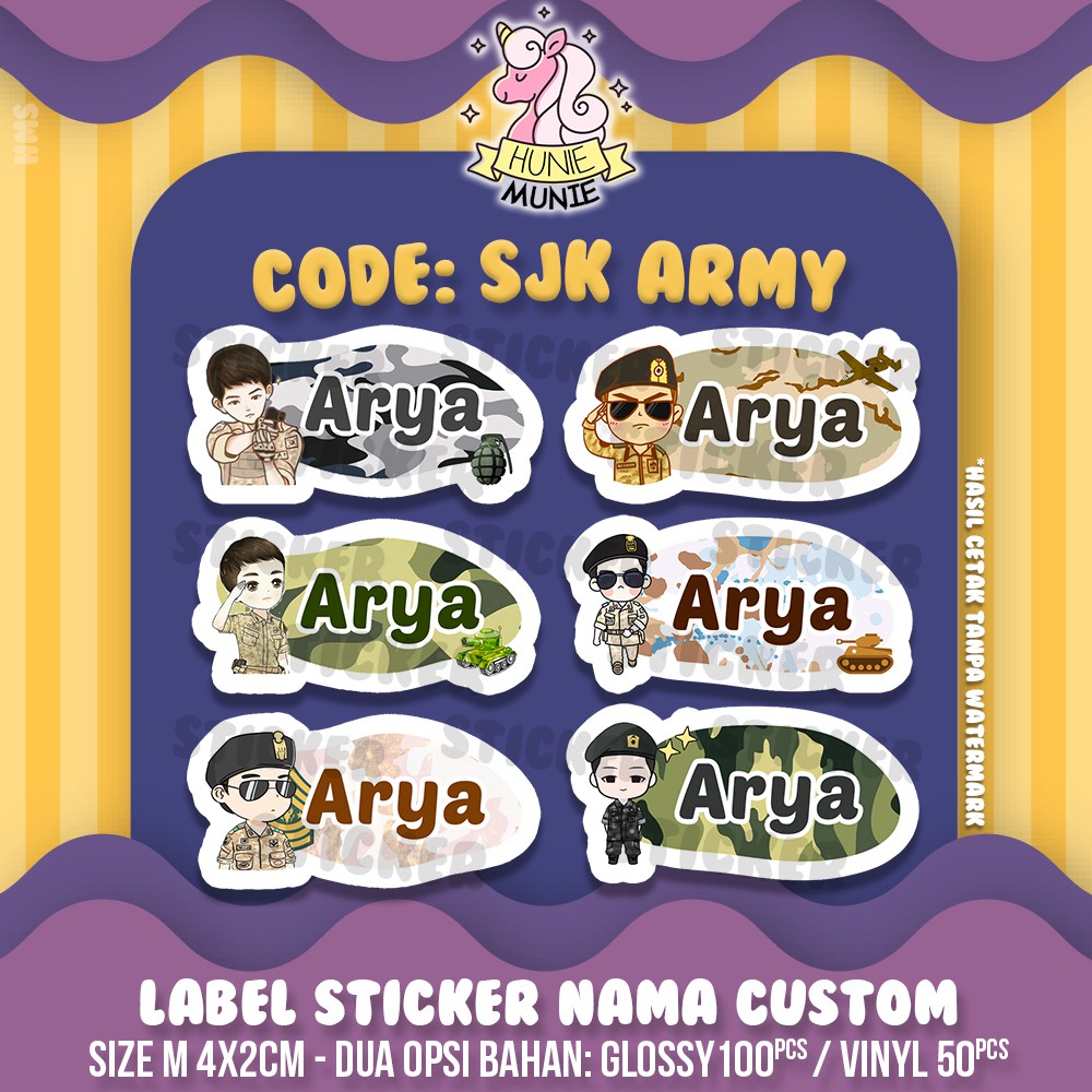 

Sticker Label Nama Custom - Cute Army - Song Joong Ki (100pcs) Stiker