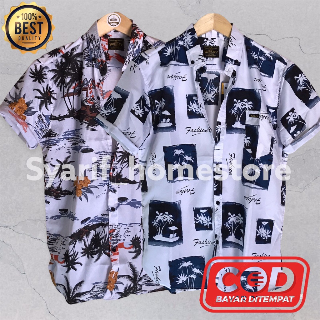 GROSIR KEMEJA SURFING PRIA  LENGAN PENDEK BAJU PANTAI PRIA DEWASA KEMEJA MOTIF JUMBO