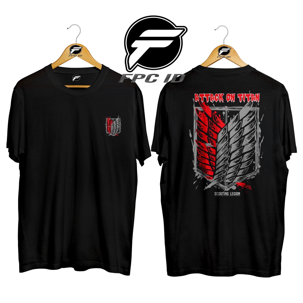 Kaos Anime Attack On Titan Bloody Logo Cotton Combed 30s Premium Pilihan Favorit Fpc Id