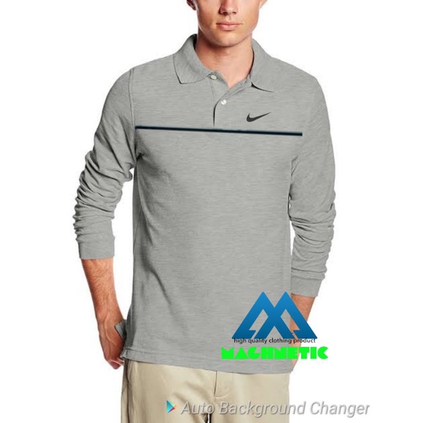 polo shirt katun kaos kerah pria wanita lengan panjang nike good quality